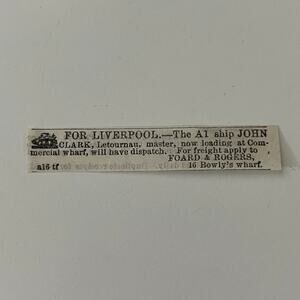 Liverpool John Clark Foard & Rogers 1862 Civil War Baltimore Clipping SAJ2-S25